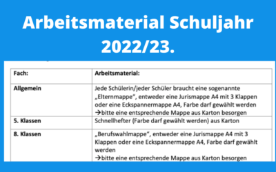 Arbeitsmaterial Schuljahr 2022/23.